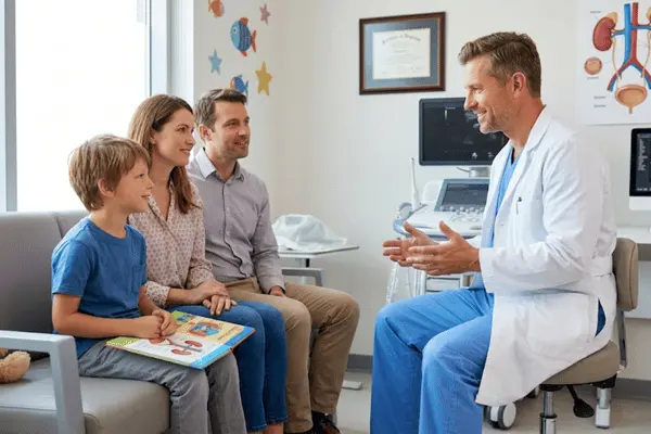 Antalya'da Sünnet konusunda aile ve çocuğu bilgilendiren doktor